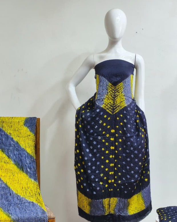 TAS Auto Crop Upper - Premium Modal Silk Shibori Multi-Color Bandhej 3-Piece Suit 10