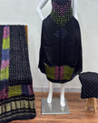TAS Auto Crop Lower - Modal Silk Bandhani Multi Bandhej Neck Shibori Daman Suit 07