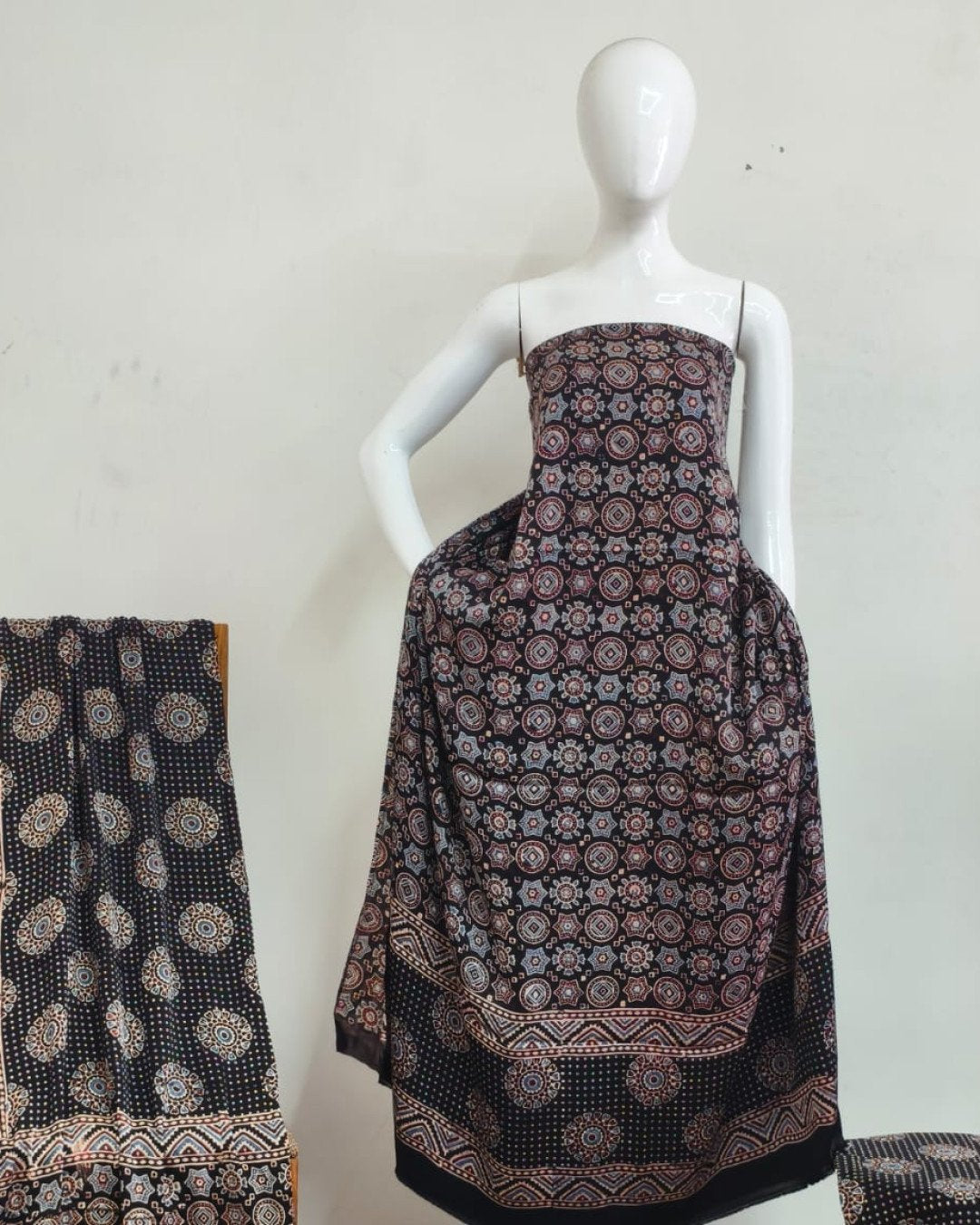 TAS Auto Crop Upper - Havi Pure Modal Silk Ajrakh Natural Dye 3-Piece Suit 02