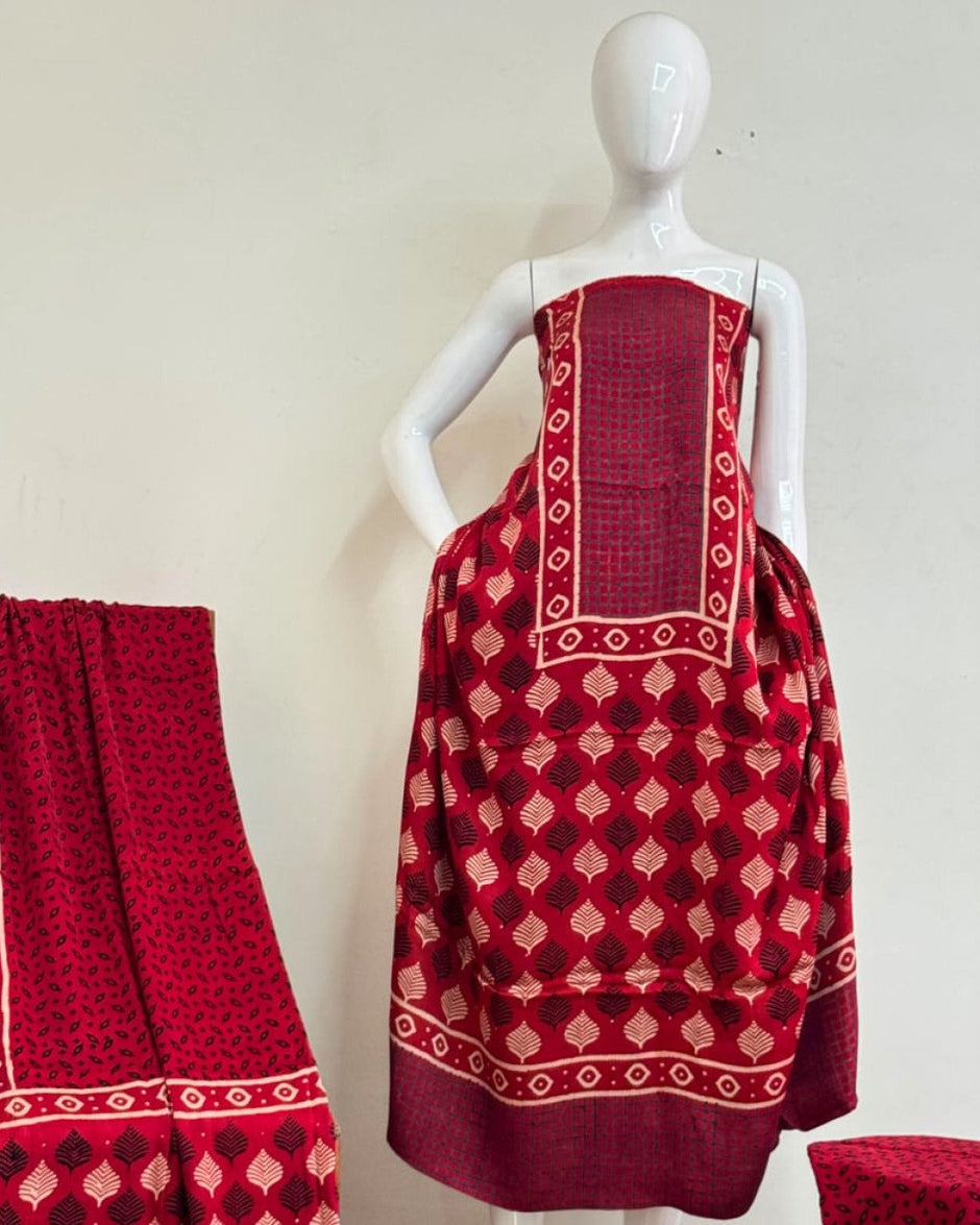 TAS Auto Crop Upper - Havi Pure Modal Silk Ajrakh Natural Dye 3-Piece Suit 04