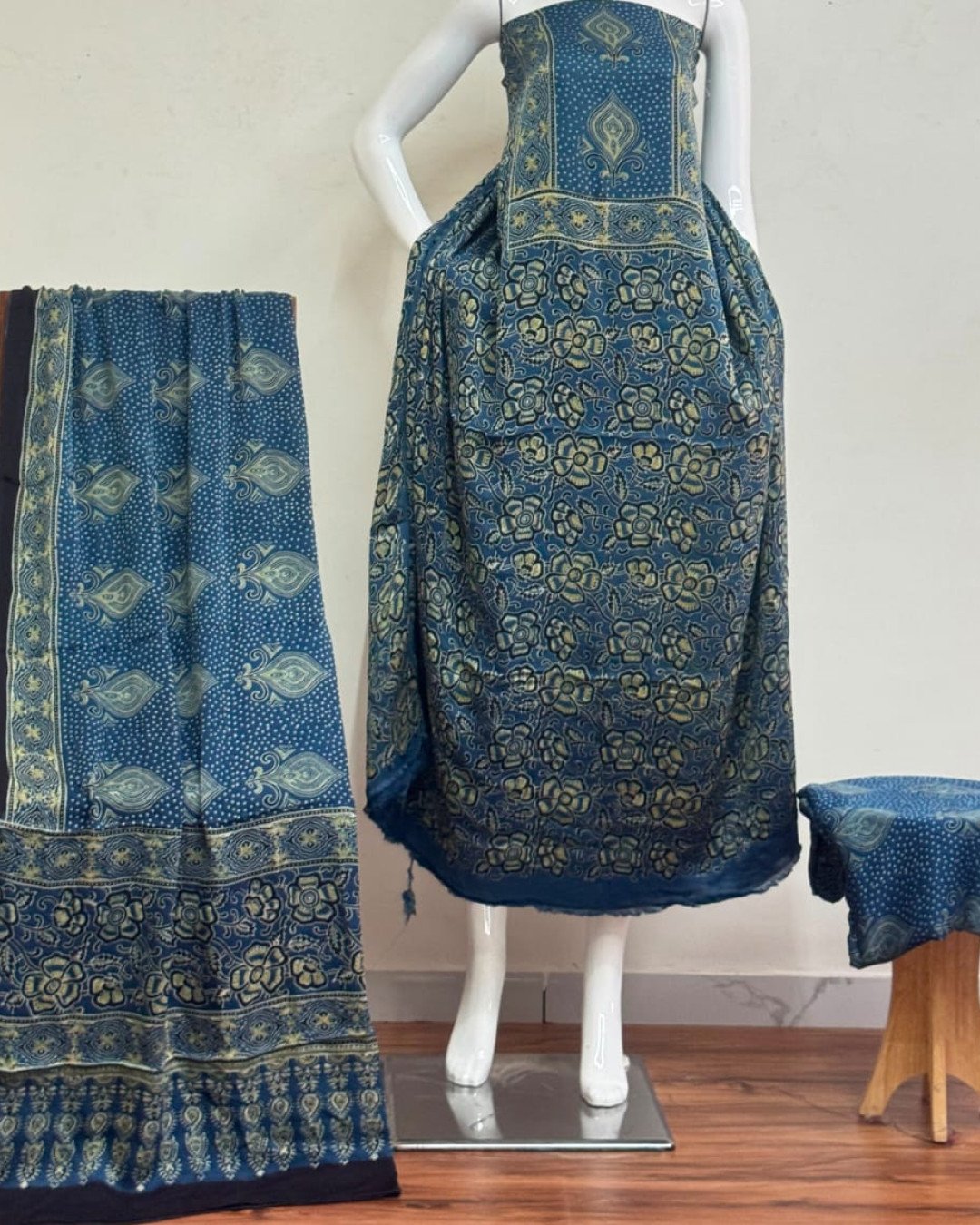 TAS Auto Crop Lower - Havi Pure Modal Silk Ajrakh Natural Dye 3-Piece Suit 06