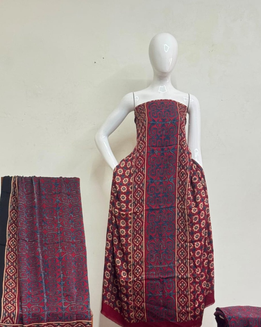 TAS Auto Crop Upper - Havi Pure Modal Silk Ajrakh Natural Dye 3-Piece Suit 10