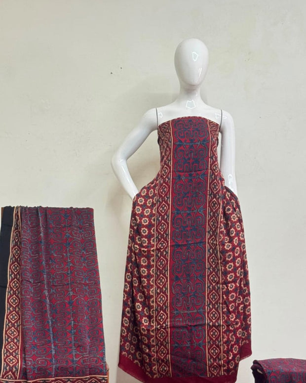 TAS Auto Crop Upper - Havi Pure Modal Silk Ajrakh Natural Dye 3-Piece Suit 10