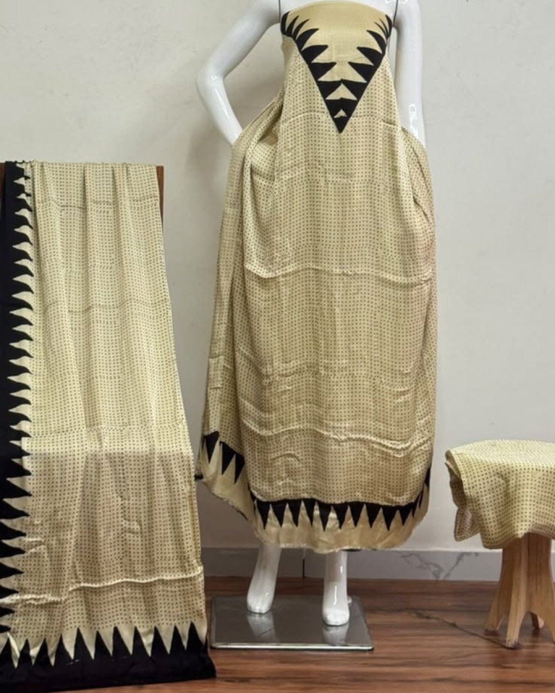 TAS Auto Crop Lower - Havi Pure Modal Silk Ajrakh Natural Dye 3-Piece Suit 12
