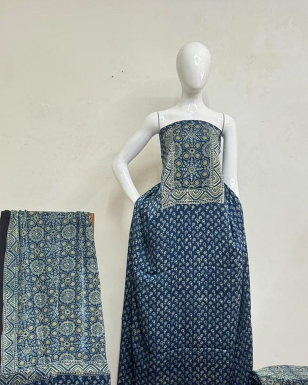 TAS Auto Crop Upper - Havi Pure Modal Silk Ajrakh Natural Dye 3-Piece Suit 16
