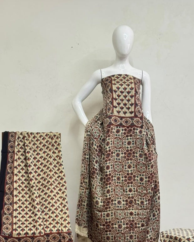 TAS Auto Crop Upper - Havi Pure Modal Silk Ajrakh Natural Dye 3-Piece Suit 17