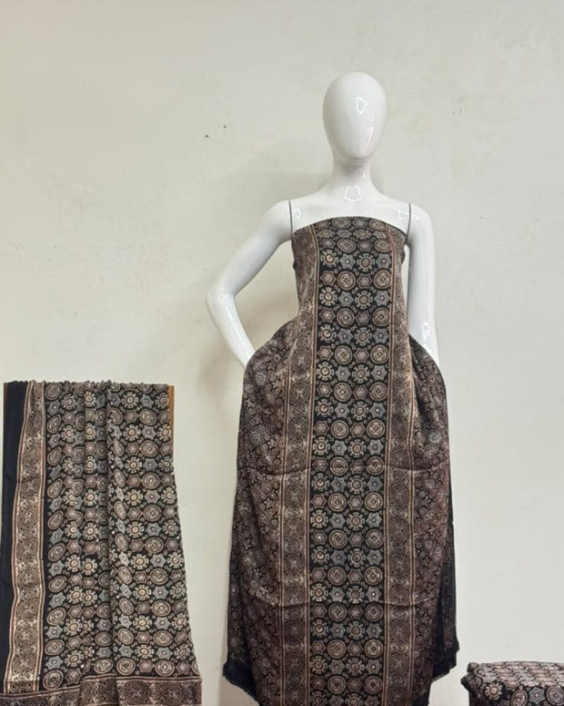 TAS Auto Crop Upper - Havi Pure Modal Silk Ajrakh Natural Dye 3-Piece Suit 18