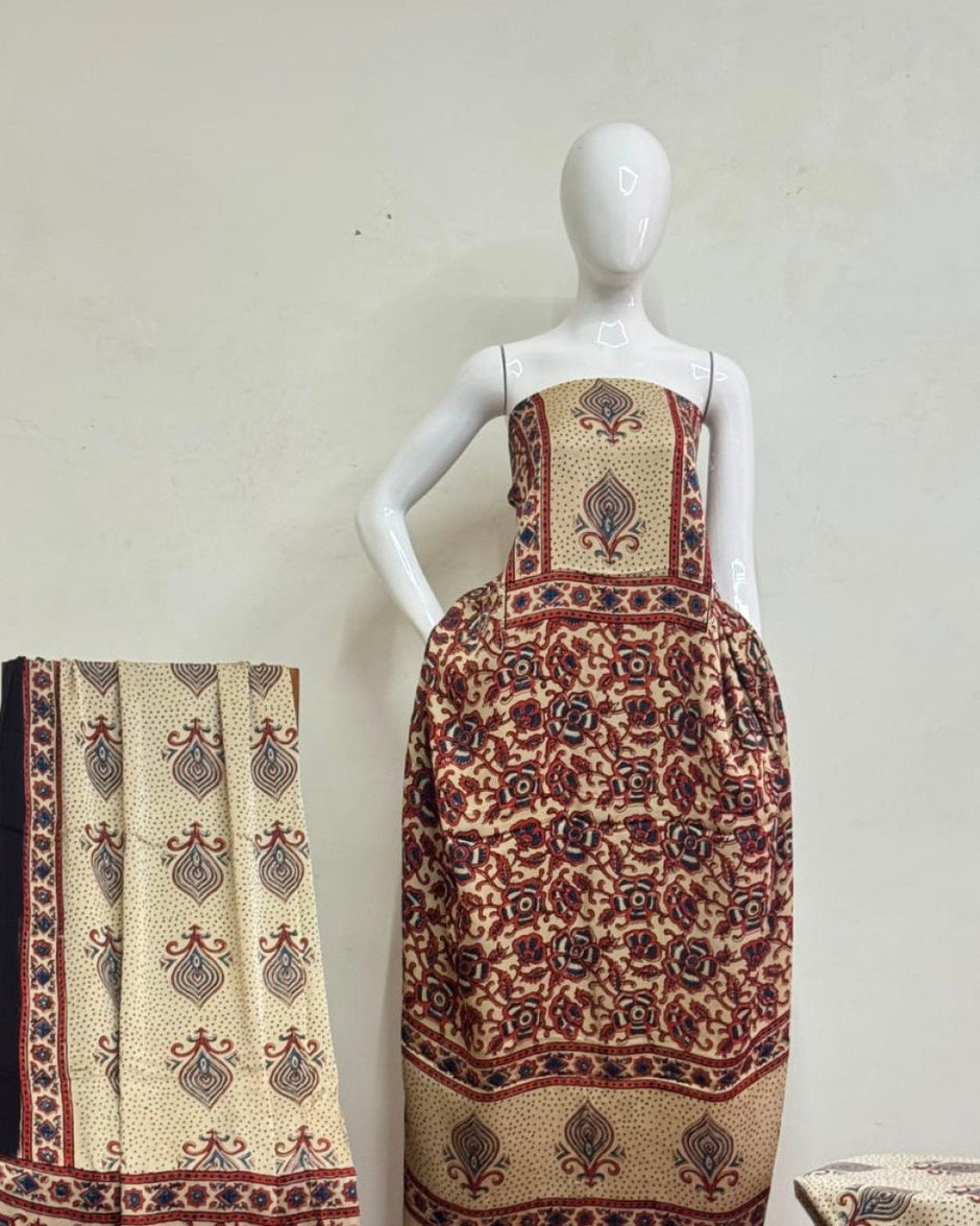 TAS Auto Crop Upper - Havi Pure Modal Silk Ajrakh Natural Dye 3-Piece Suit 21