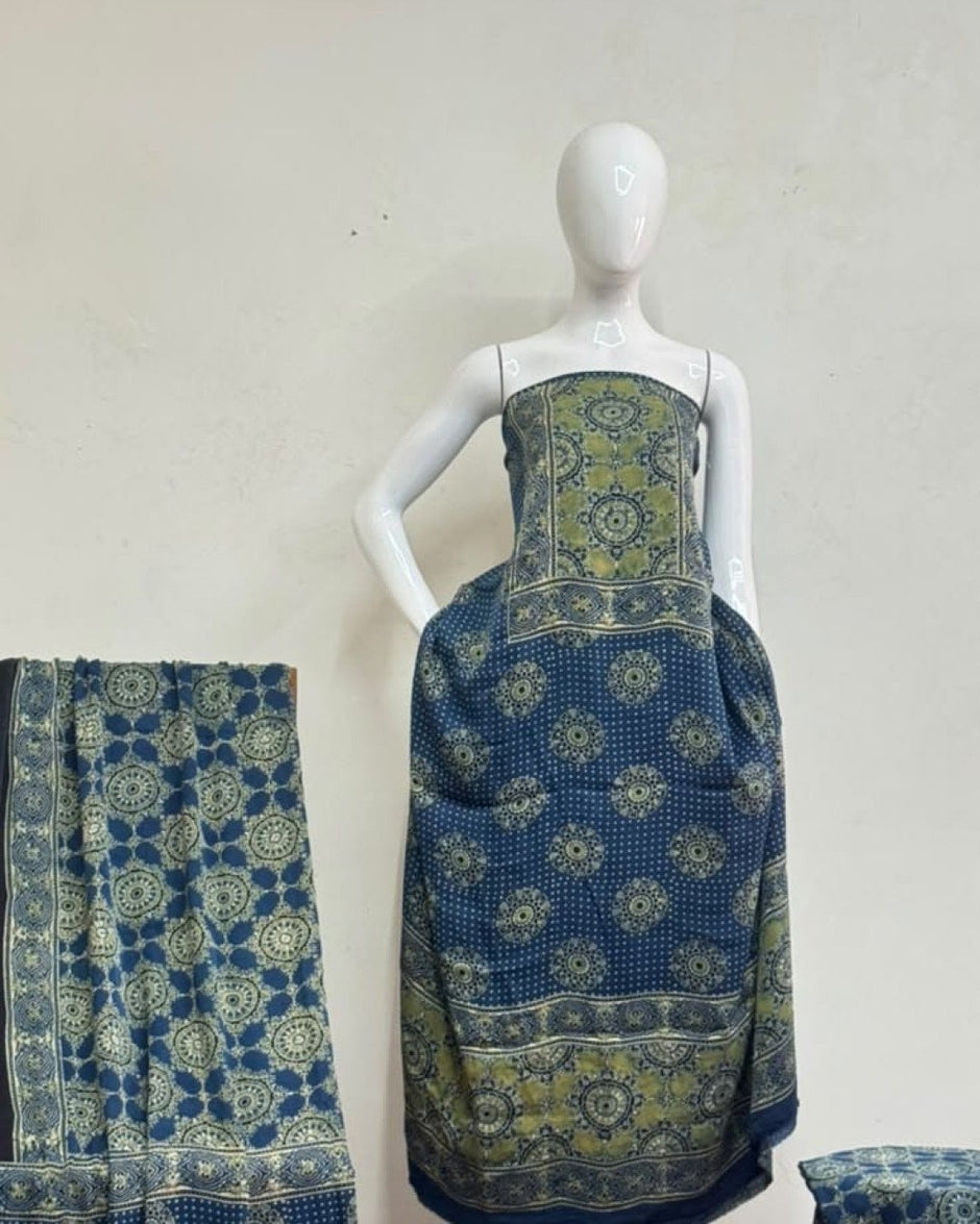 TAS Auto Crop Upper - Havi Pure Modal Silk Ajrakh Natural Dye 3-Piece Suit 22