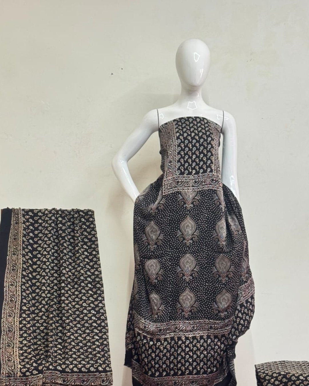 TAS Auto Crop Upper - Havi Pure Modal Silk Ajrakh Natural Dye 3-Piece Suit 23
