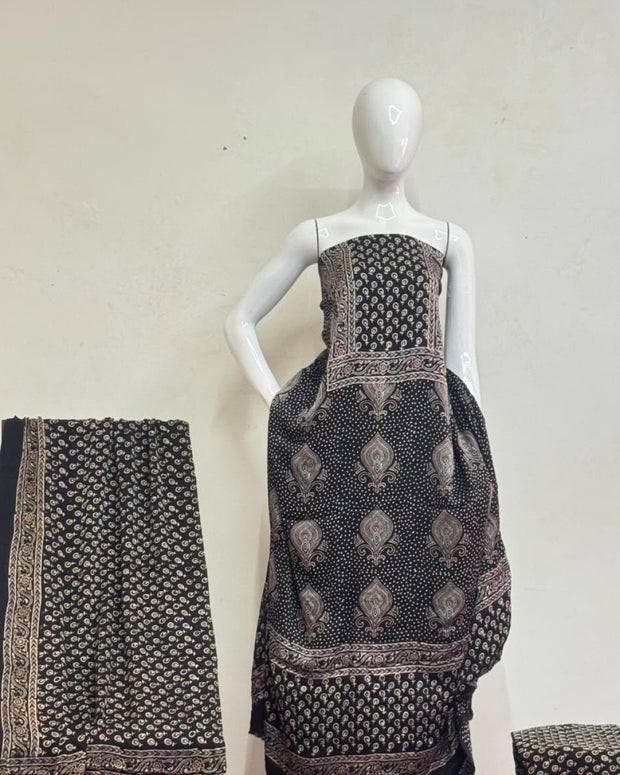 TAS Auto Crop Upper - Havi Pure Modal Silk Ajrakh Natural Dye 3-Piece Suit 23