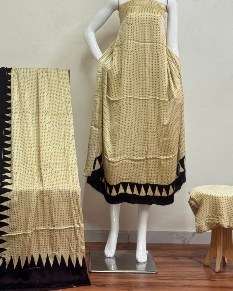 TAS Auto Crop Lower - Havi Pure Modal Silk Ajrakh Natural Dye 3-Piece Suit 26