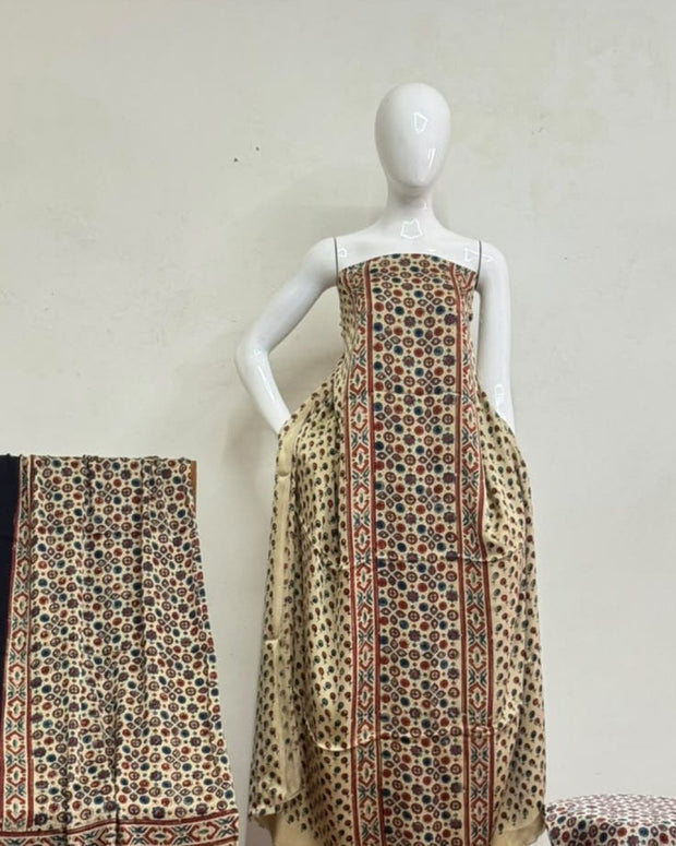 TAS Auto Crop Upper - Havi Pure Modal Silk Ajrakh Natural Dye 3-Piece Suit 27