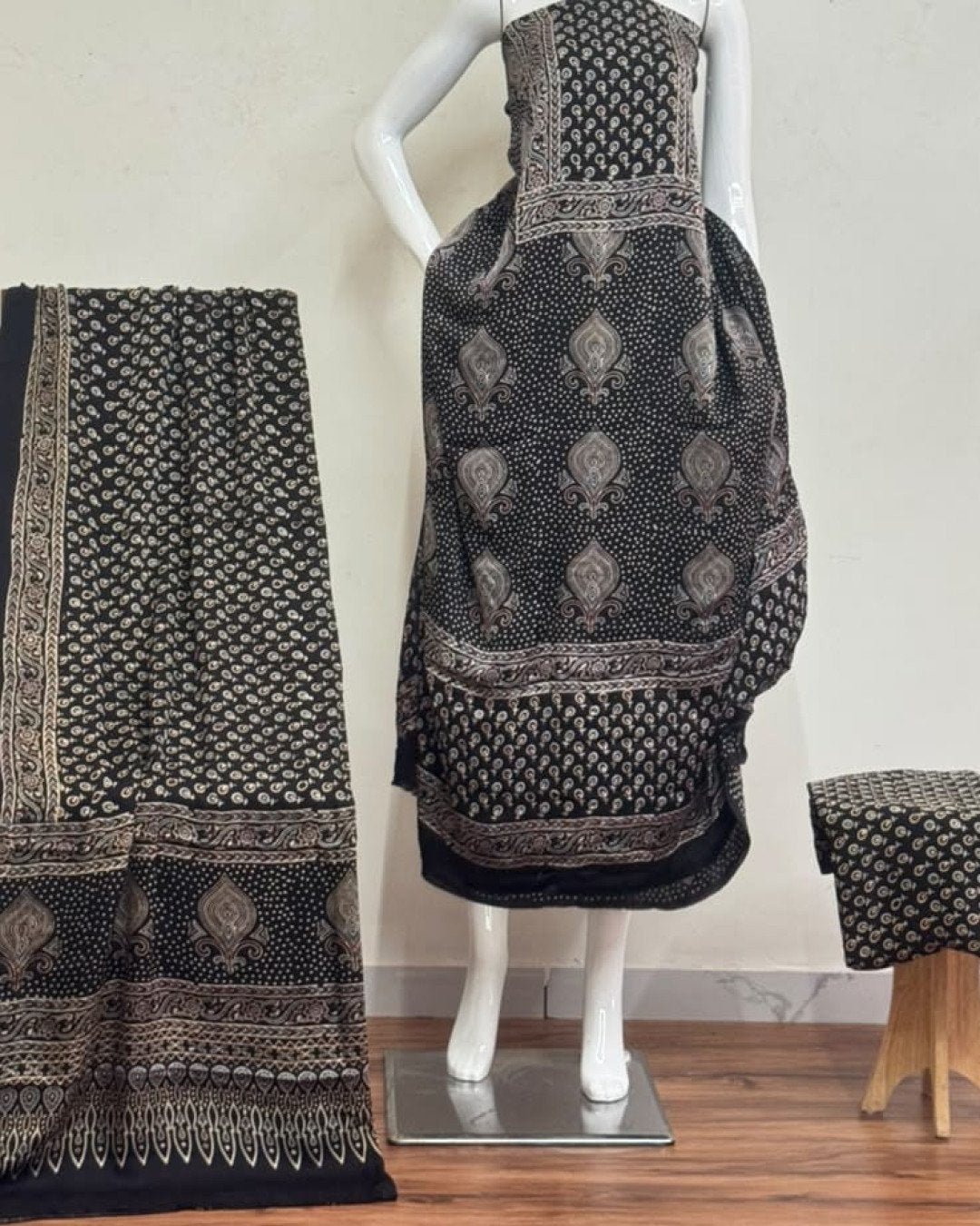 TAS Auto Crop Lower - Havi Pure Modal Silk Ajrakh Natural Dye 3-Piece Suit 28