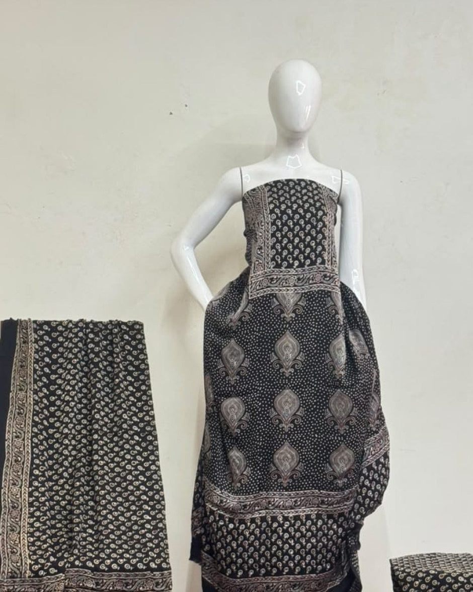 TAS Auto Crop Upper - Havi Pure Modal Silk Ajrakh Natural Dye 3-Piece Suit 28