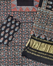 TAS Auto Crop Lower - Havi Pure Modal Silk Ajrakh Natural Dye Zari Pallu Suit 08