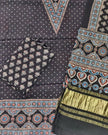 TAS Auto Crop Lower - Havi Pure Modal Silk Ajrakh Natural Dye Zari Pallu Suit 09