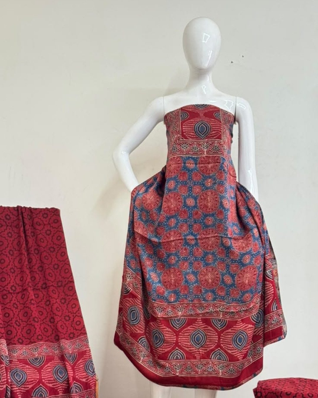 TAS Auto Crop Upper - Havi Pure Modal Silk Ajrakh Natural Dye Zari Pallu Suit 11