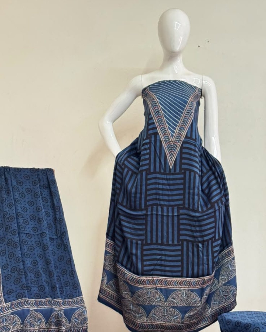 TAS Auto Crop Upper - Havi Pure Modal Silk Ajrakh Natural Dye Zari Pallu Suit 15