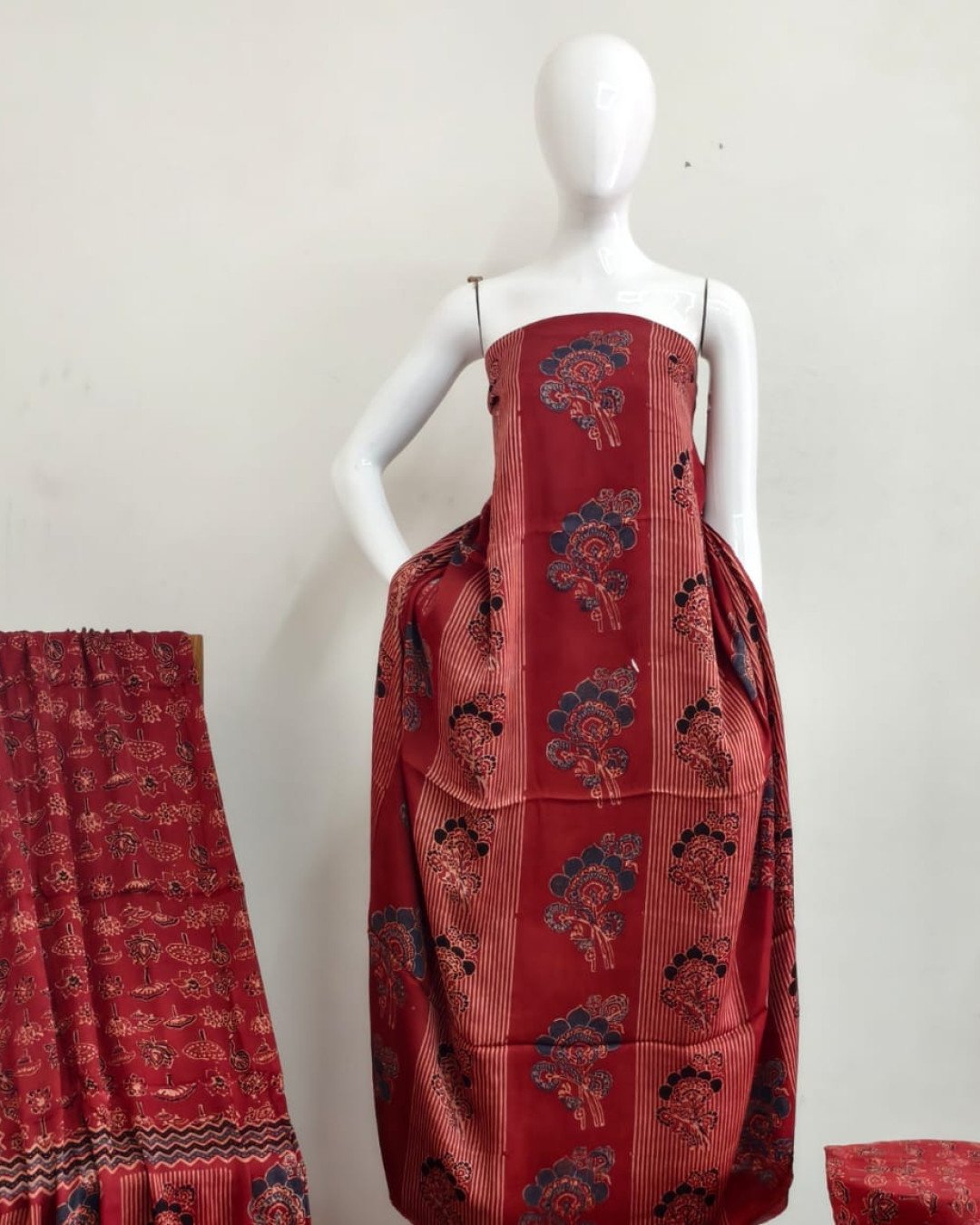 TAS Auto Crop Upper - Havi Pure Modal Silk Ajrakh Natural Dye Zari Pallu Suit 16