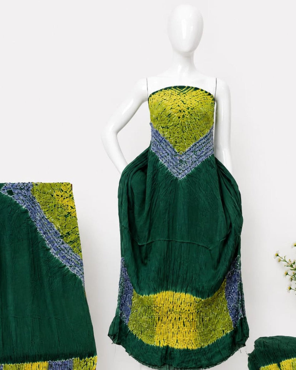 TAS Auto Crop Upper - Modal Silk Multi Shibori Neck Daman Patta Zari Pallu Suit 06
