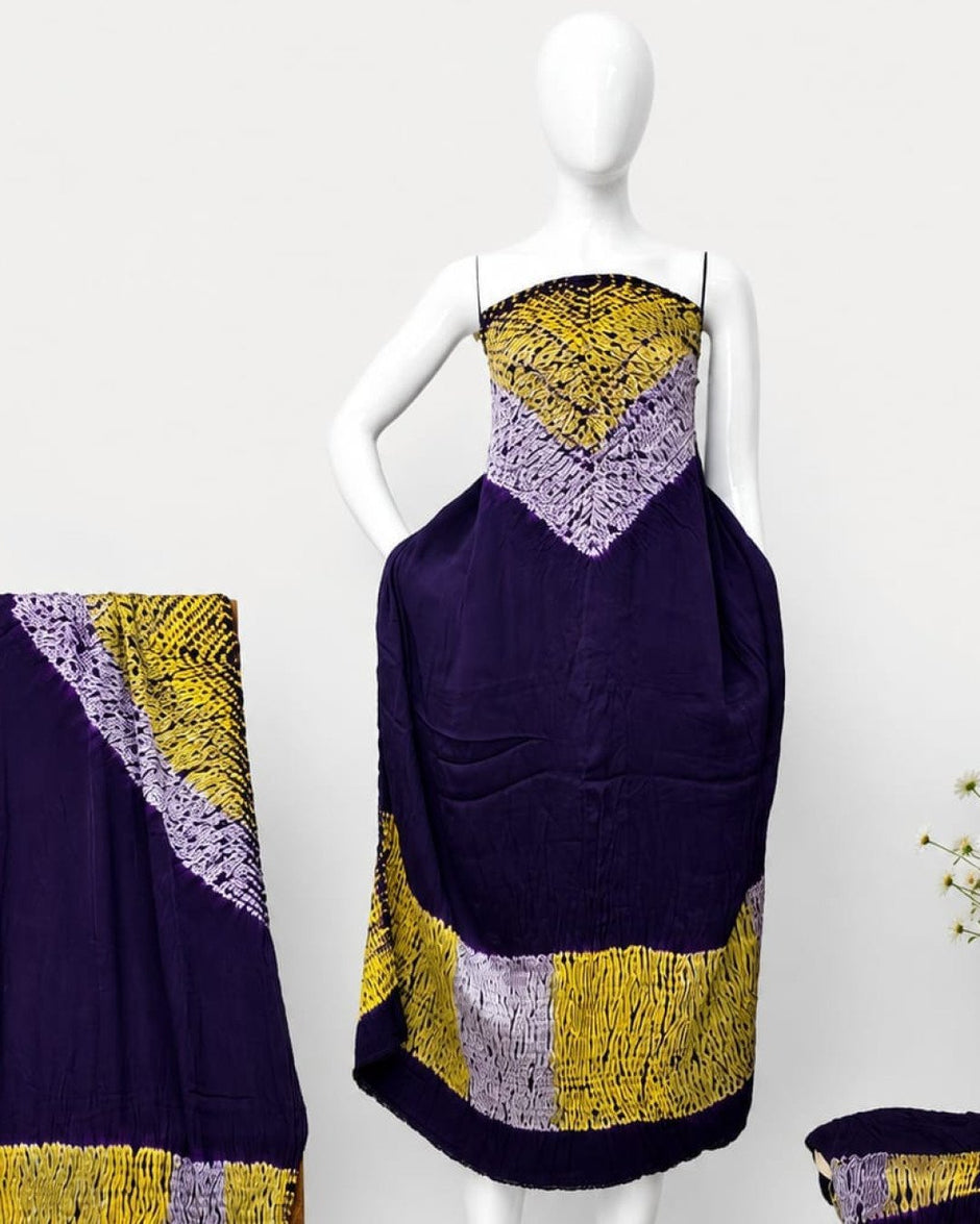 TAS Auto Crop Upper - Modal Silk Multi Shibori Neck Daman Patta Zari Pallu Suit 08