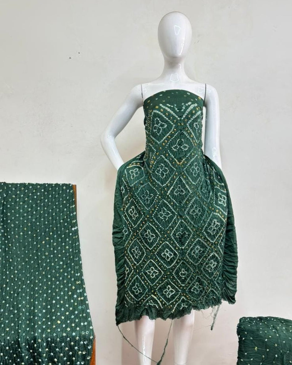 TAS Auto Crop Upper - Modal Silk Bandhani Fancy Barik Bandhej Zari Pallu Suit 09