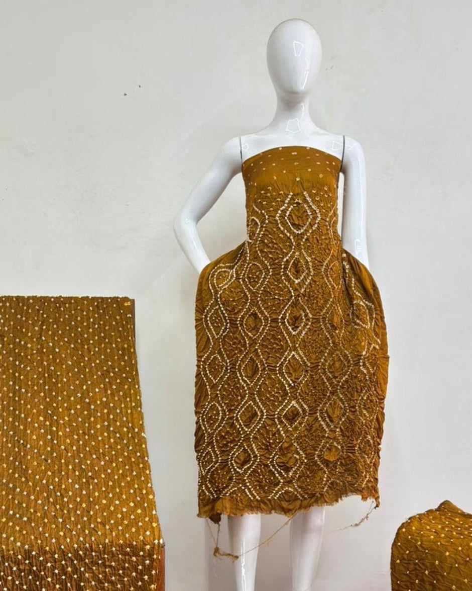 TAS Auto Crop Upper - Modal Silk Bandhani Fancy Barik Bandhej Zari Pallu Suit 11