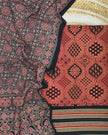 TAS Auto Crop Upper - Pure Cotton Ajrakh Screen Print Natural Dye 3-Piece Suit 02
