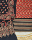 TAS Auto Crop Lower - Pure Cotton Ajrakh Screen Print Natural Dye 3-Piece Suit 07