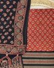 TAS Auto Crop Upper - Pure Cotton Ajrakh Screen Print Natural Dye 3-Piece Suit 07