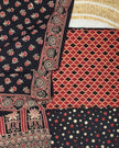 TAS Auto Crop Upper - Pure Cotton Ajrakh Screen Print Natural Dye 3-Piece Suit 08