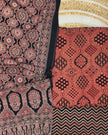 TAS Auto Crop Upper - Pure Cotton Ajrakh Screen Print Natural Dye 3-Piece Suit 09