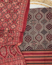 TAS Auto Crop Upper - Pure Cotton Ajrakh Screen Print Natural Dye 3-Piece Suit 11