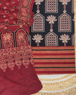 TAS Auto Crop Lower - Pure Cotton Ajrakh Screen Print Natural Dye 3-Piece Suit 12