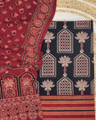 TAS Auto Crop Upper - Pure Cotton Ajrakh Screen Print Natural Dye 3-Piece Suit 12