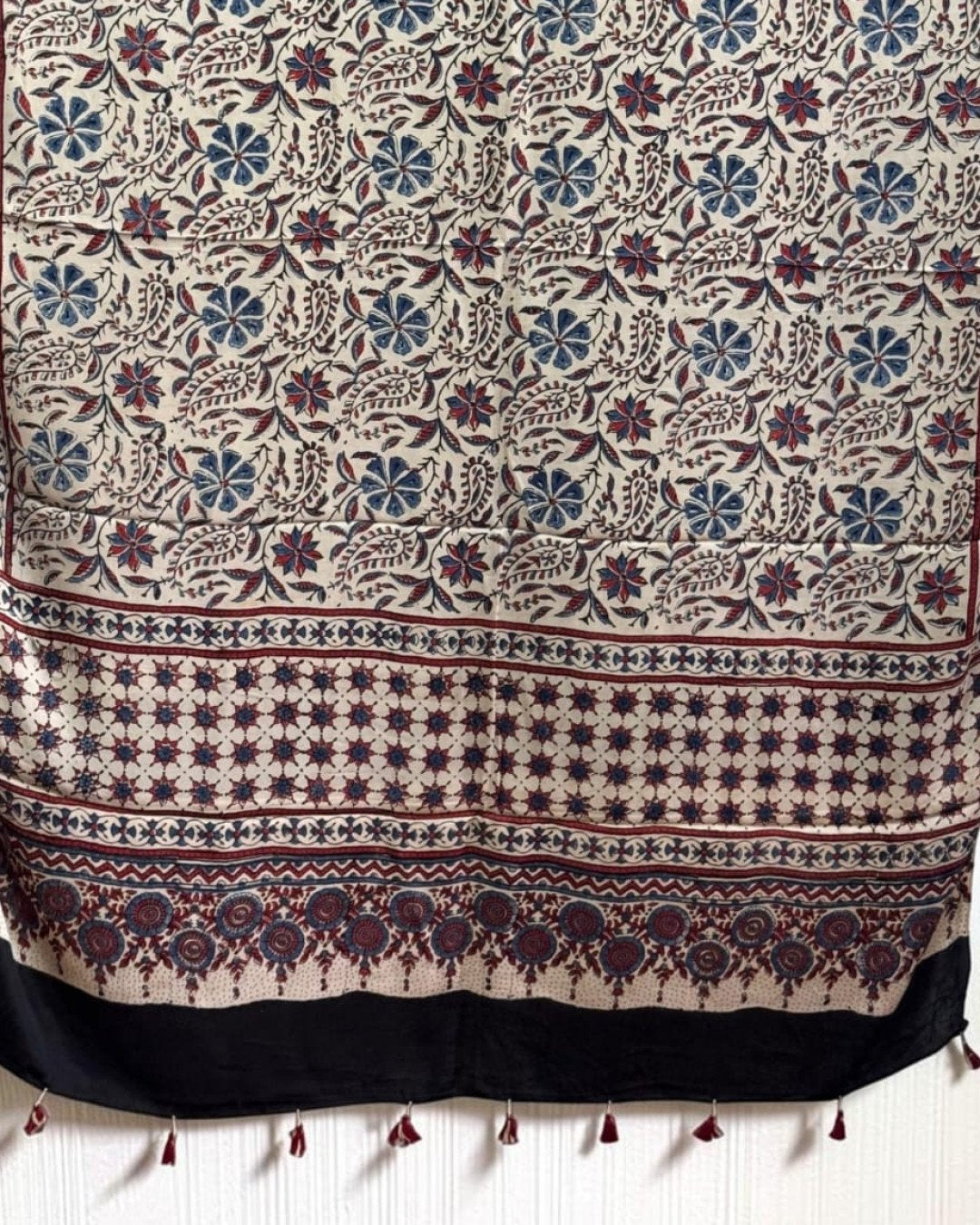 TAS Auto Crop Lower - Ajrakh Modal Silk Natural Dye Dupatta with Tassels 01