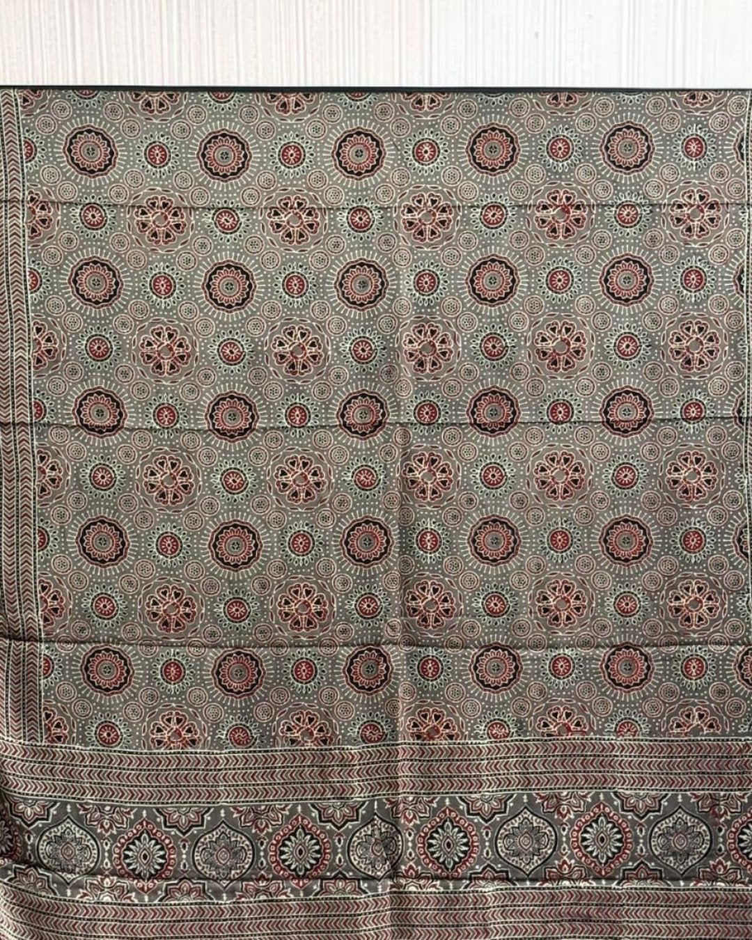 TAS Auto Crop Upper - Ajrakh Modal Silk Natural Dye Dupatta with Tassels 02