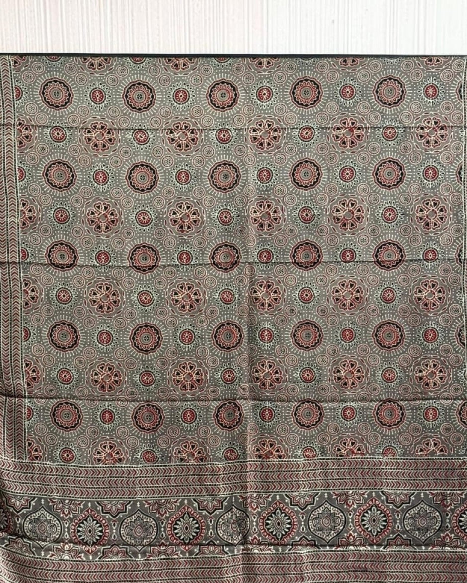 TAS Auto Crop Upper - Ajrakh Modal Silk Natural Dye Dupatta with Tassels 02