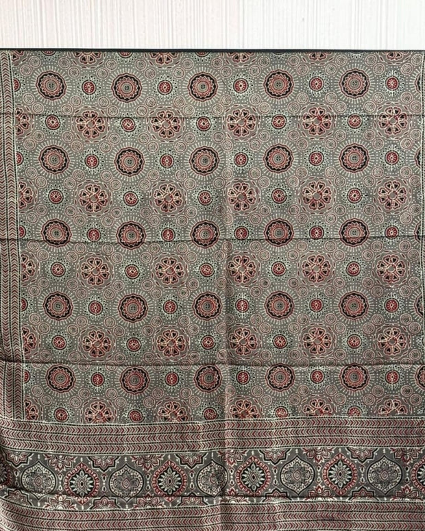 TAS Auto Crop Upper - Ajrakh Modal Silk Natural Dye Dupatta with Tassels 02