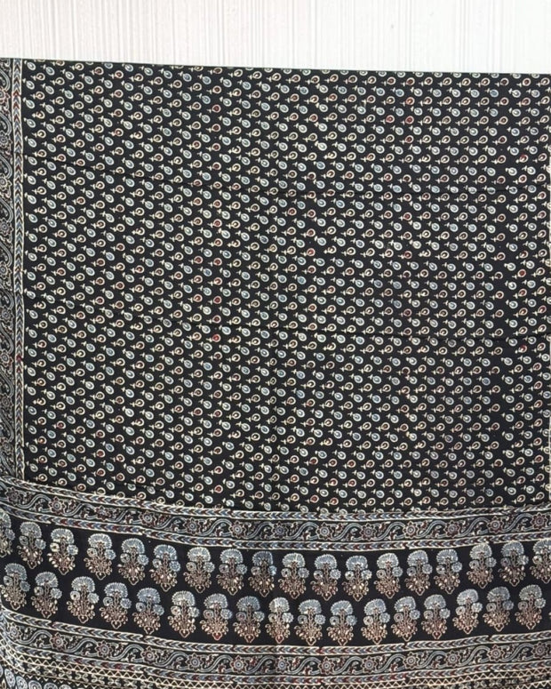 TAS Auto Crop Upper - Ajrakh Modal Silk Natural Dye Dupatta with Tassels 06