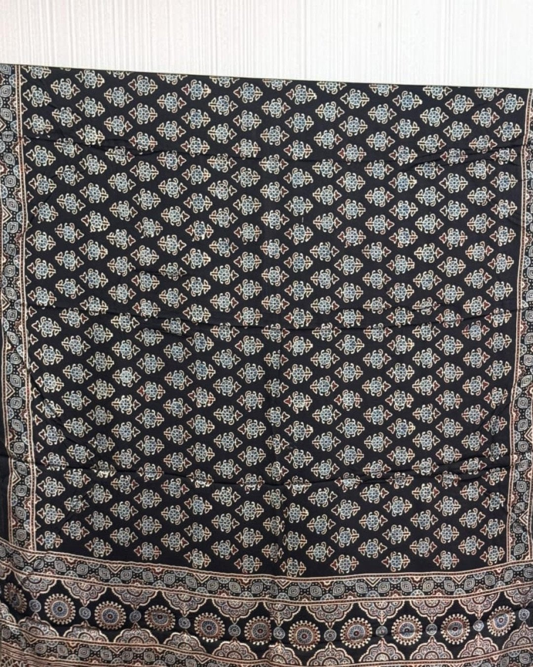 TAS Auto Crop Upper - Ajrakh Modal Silk Natural Dye Dupatta with Tassels 09