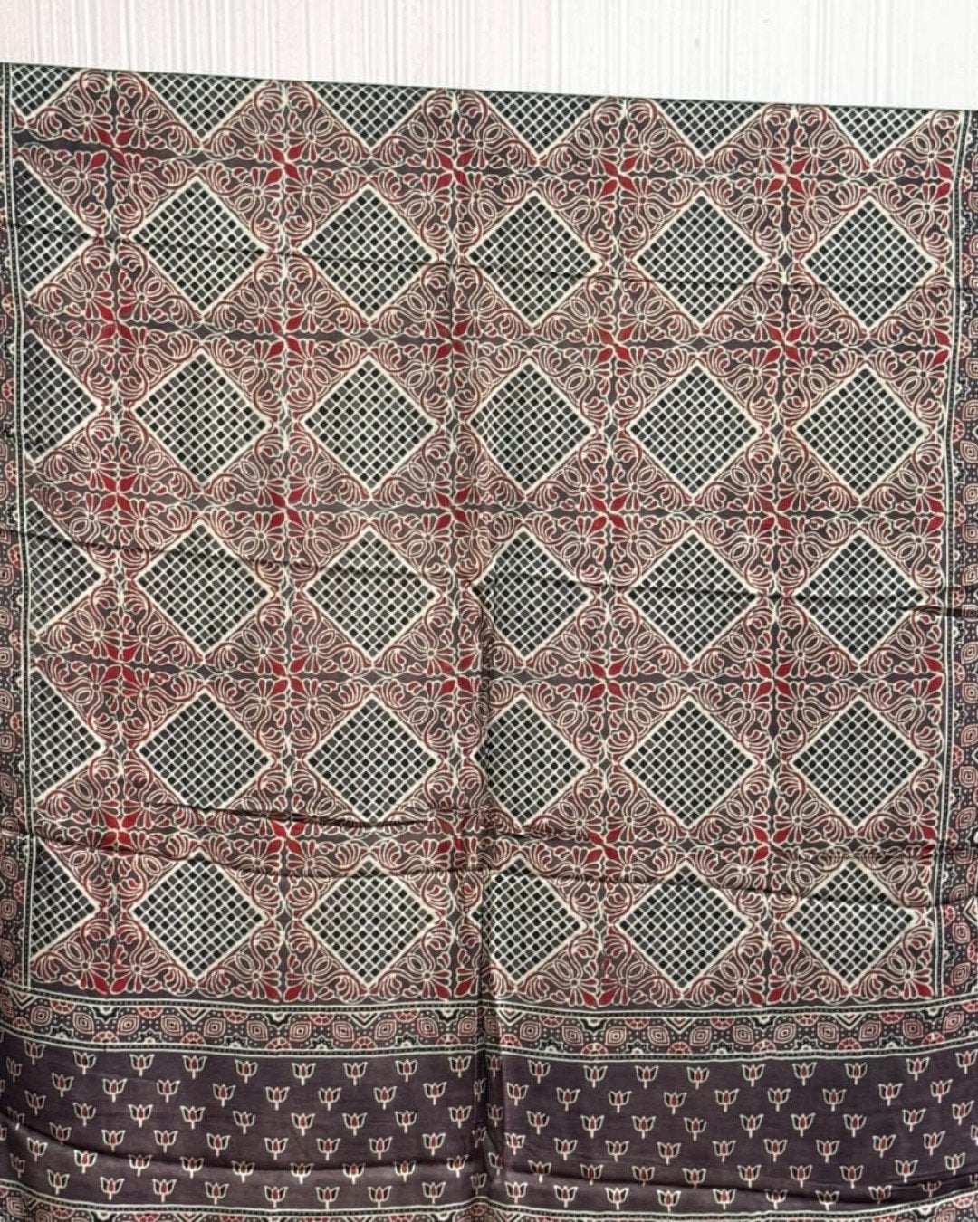 TAS Auto Crop Upper - Ajrakh Modal Silk Natural Dye Dupatta with Tassels 11