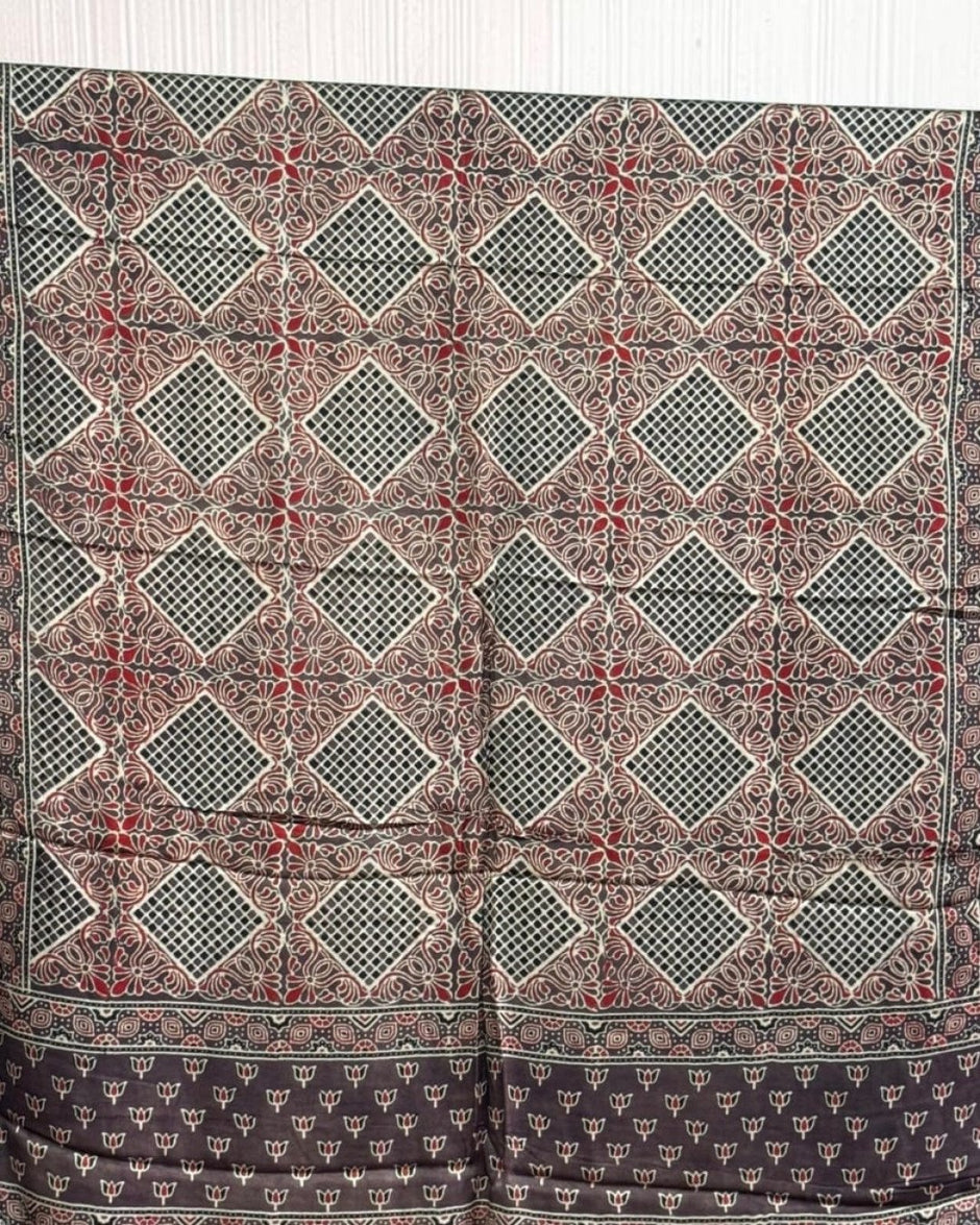 TAS Auto Crop Upper - Ajrakh Modal Silk Natural Dye Dupatta with Tassels 11