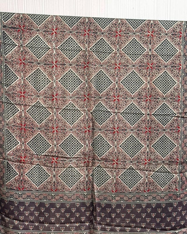 TAS Auto Crop Upper - Ajrakh Modal Silk Natural Dye Dupatta with Tassels 11