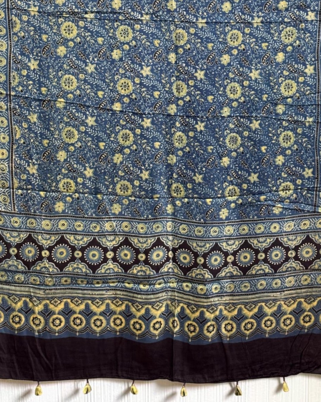 TAS Auto Crop Lower - Ajrakh Modal Silk Natural Dye Dupatta with Tassels 15
