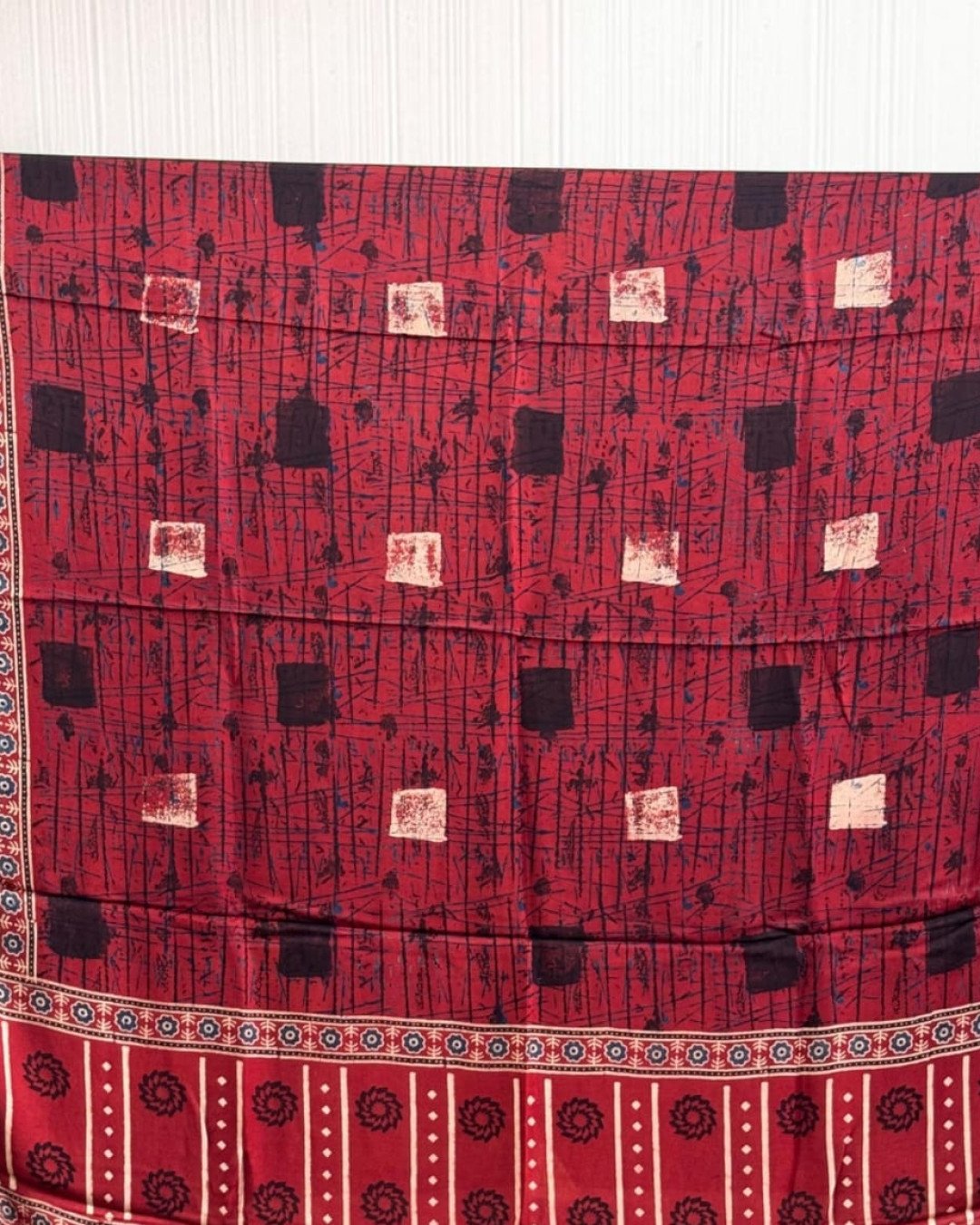 TAS Auto Crop Upper - Ajrakh Modal Silk Natural Dye Dupatta with Tassels 17