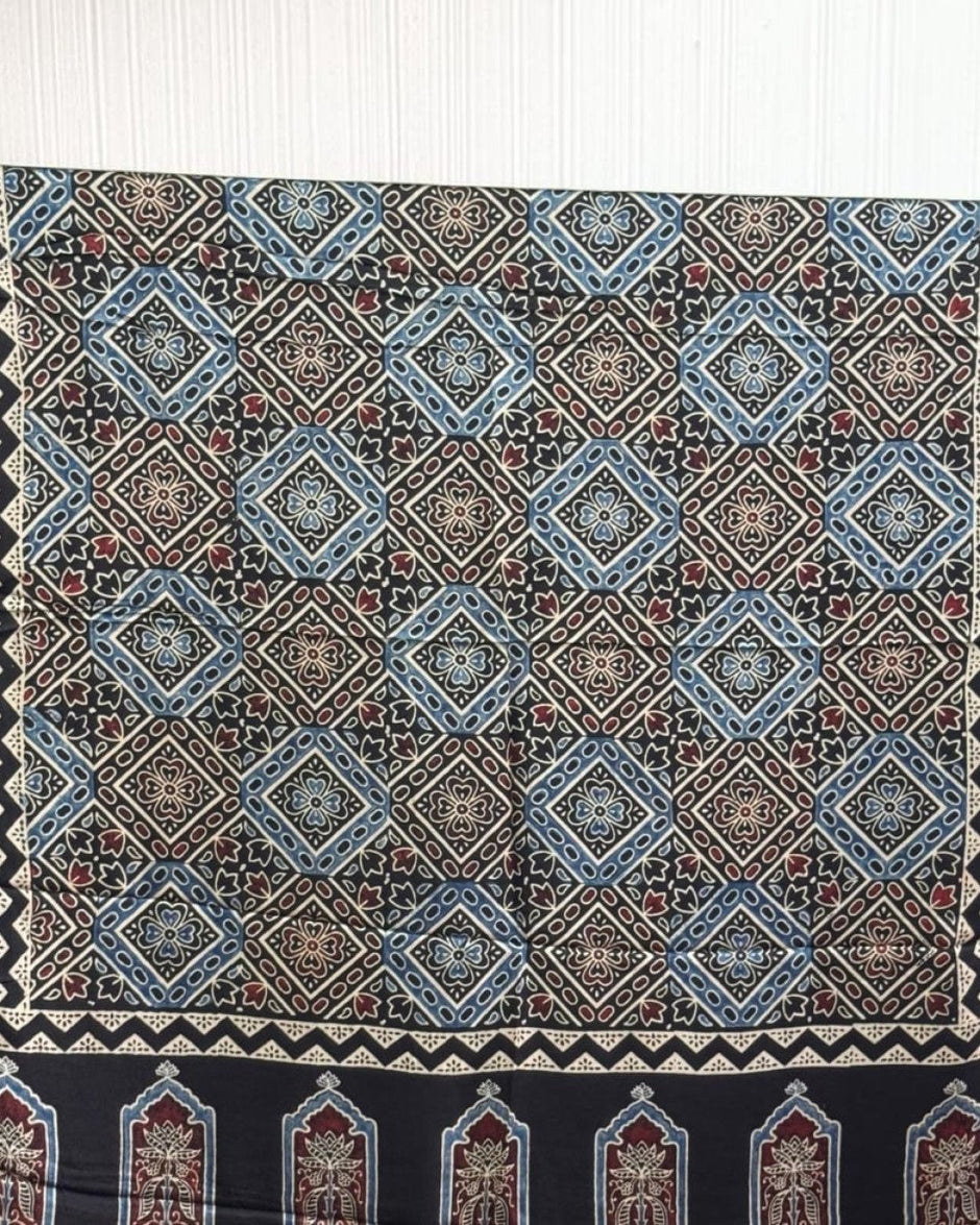 TAS Auto Crop Upper - Ajrakh Modal Silk Natural Dye Dupatta with Tassels 26