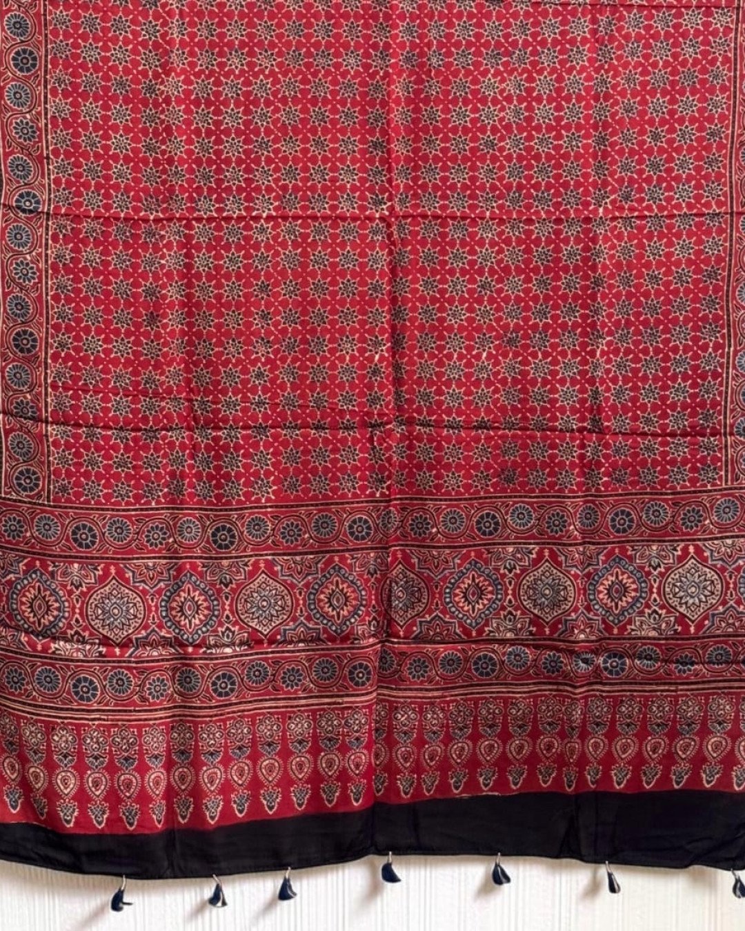 TAS Auto Crop Lower - Ajrakh Modal Silk Natural Dye Dupatta with Tassels 27