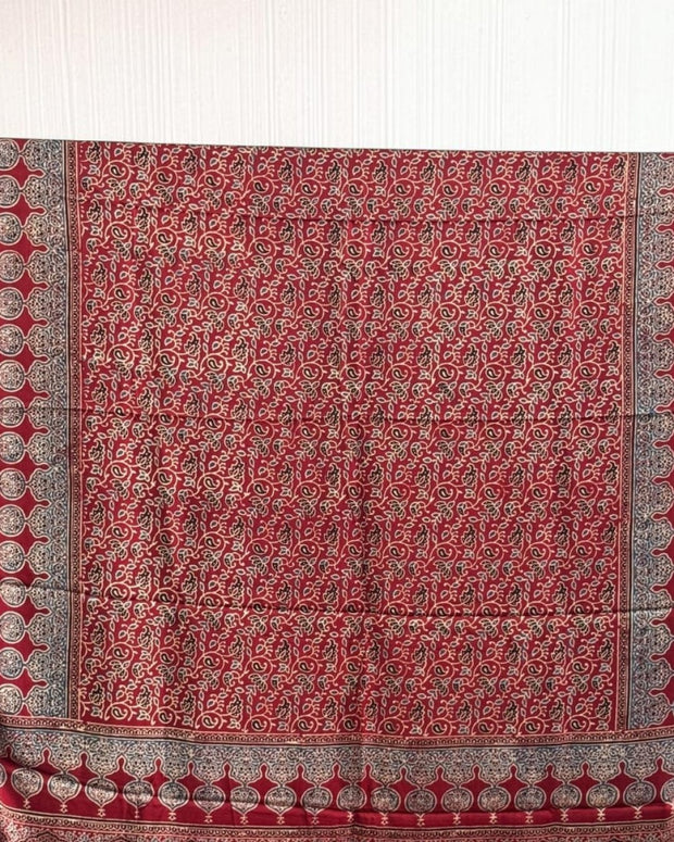 TAS Auto Crop Upper - Ajrakh Modal Silk Natural Dye Dupatta with Tassels 31